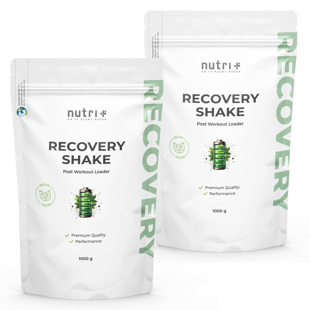 Nutri + Recovery Drink Post Workout Shake - V-Loader Supplement Vegan - 1 kg Grapefruit Powder - Maltodextrin - Protein Powder - Creatine - L-Glutamine