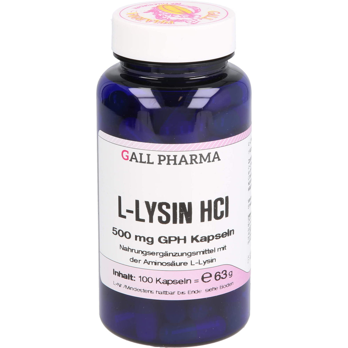 GALL PHARMA L-Lysine HCl 500 mg GPH Capsules, Pack of 100 Capsules