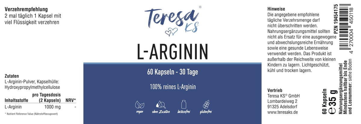 Buy L-Arginine 100% Pure (Pack of 60) Vegan - OmniHealthRx Usa supplements