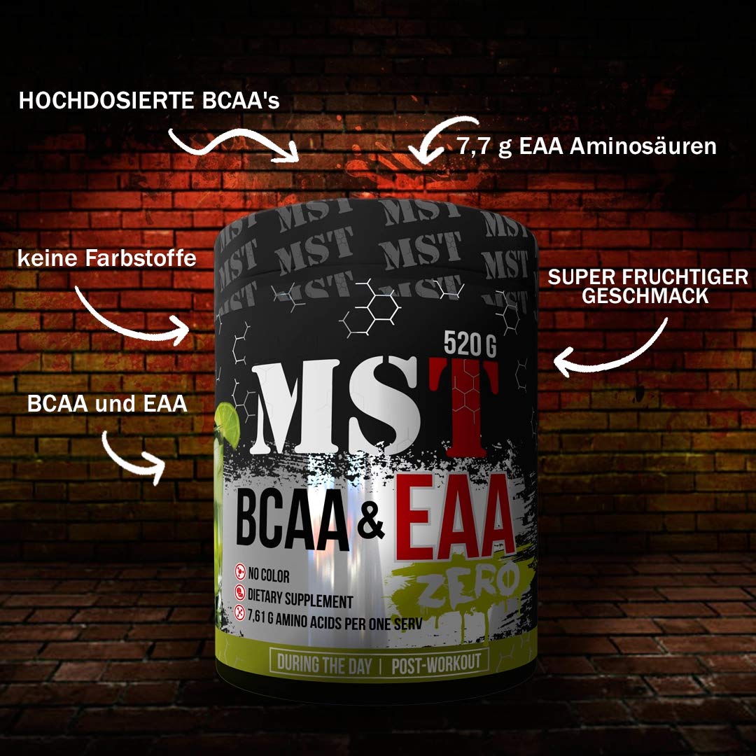 BCAA&EAA 520 g 40 Servings | BCAA Powder | EAA Powder | Vegan | Instant | 8 g Amino Acids | No Dye | with Vitamin B6 | Germany | (Mango Passion Fruja)