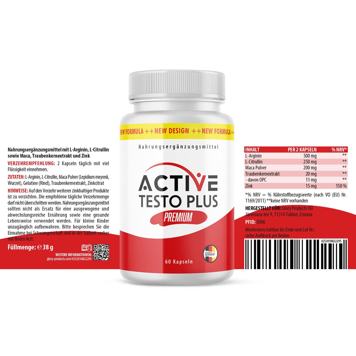 Active Testo Plus Premium Capsules | Power for the Active Man | Easy to Use | Contents 60 Capsules