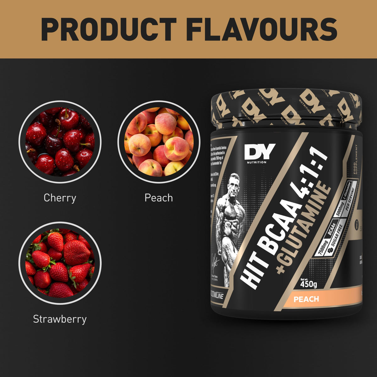 DY Nutrition Hit BCAA 4:1:1 + Glutamine (450g) Peach Amino Acids Amino Acid Mix