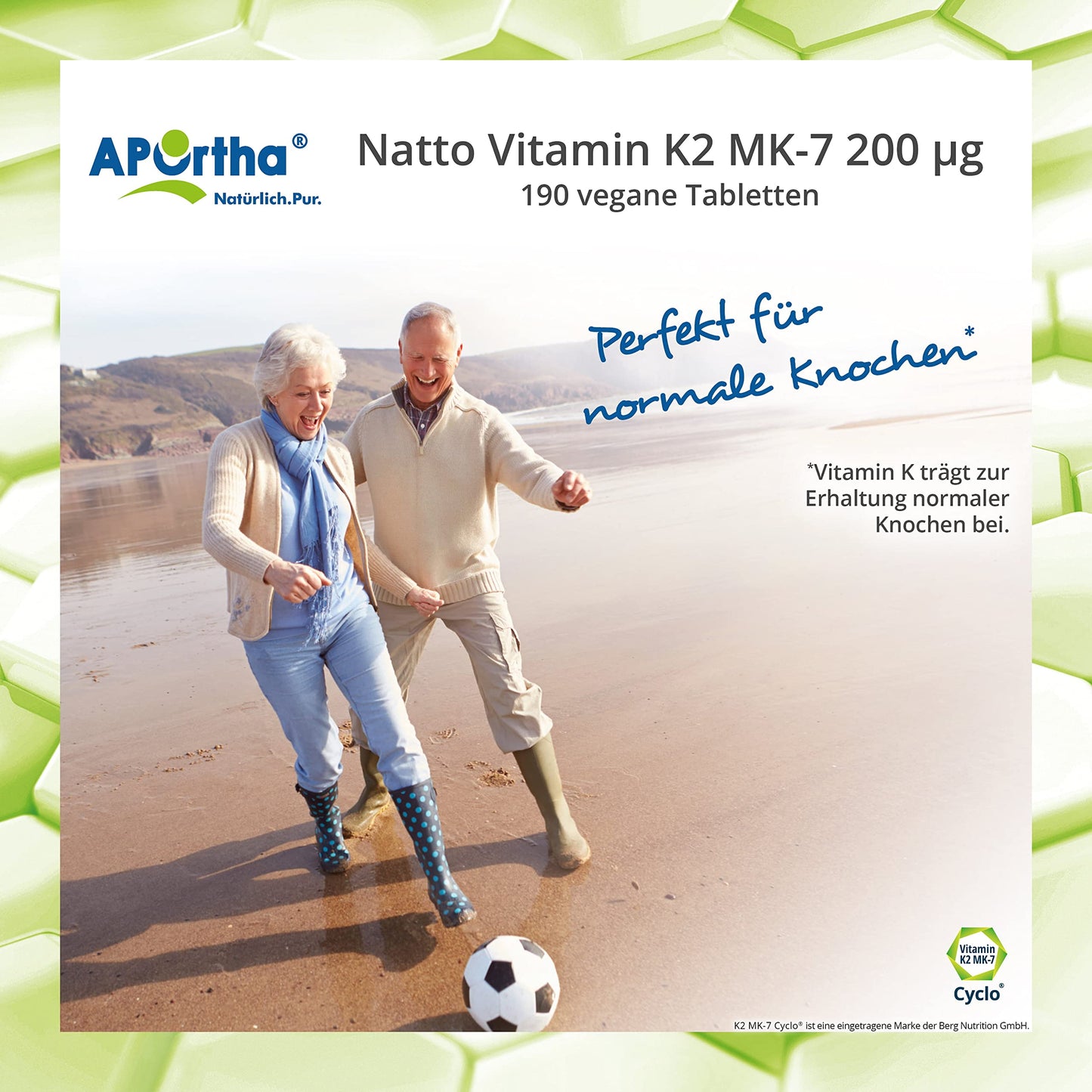 Aportha Natto Vitamin K2 – Menaq Uinon Mk7 200 mcg Hochdosiert – 190 Vegan Tablets – 95 +% All Trans Menaq Uinon 7 | High dose, vegan, high-quality Natto K2 vitamin easy to swallow, dietary supplement Vit K2, vitamin K 2
