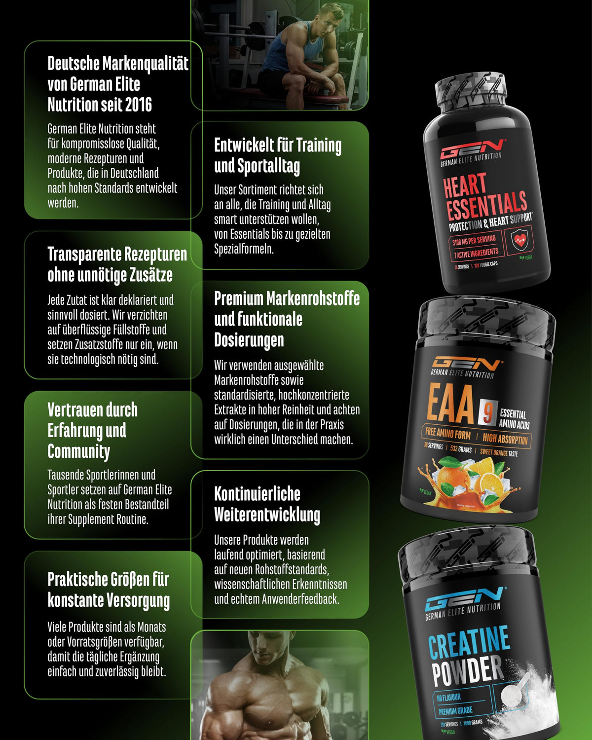 Gen German Elite Nutrition Advanced BCAA Powder 450 g - 2:1:1 BCAA | Taurine & Glutamine, Sweet Apple, 13,500 mg Amino Acids Per Serving, Instant Soluble, Vegan, 30 Servings