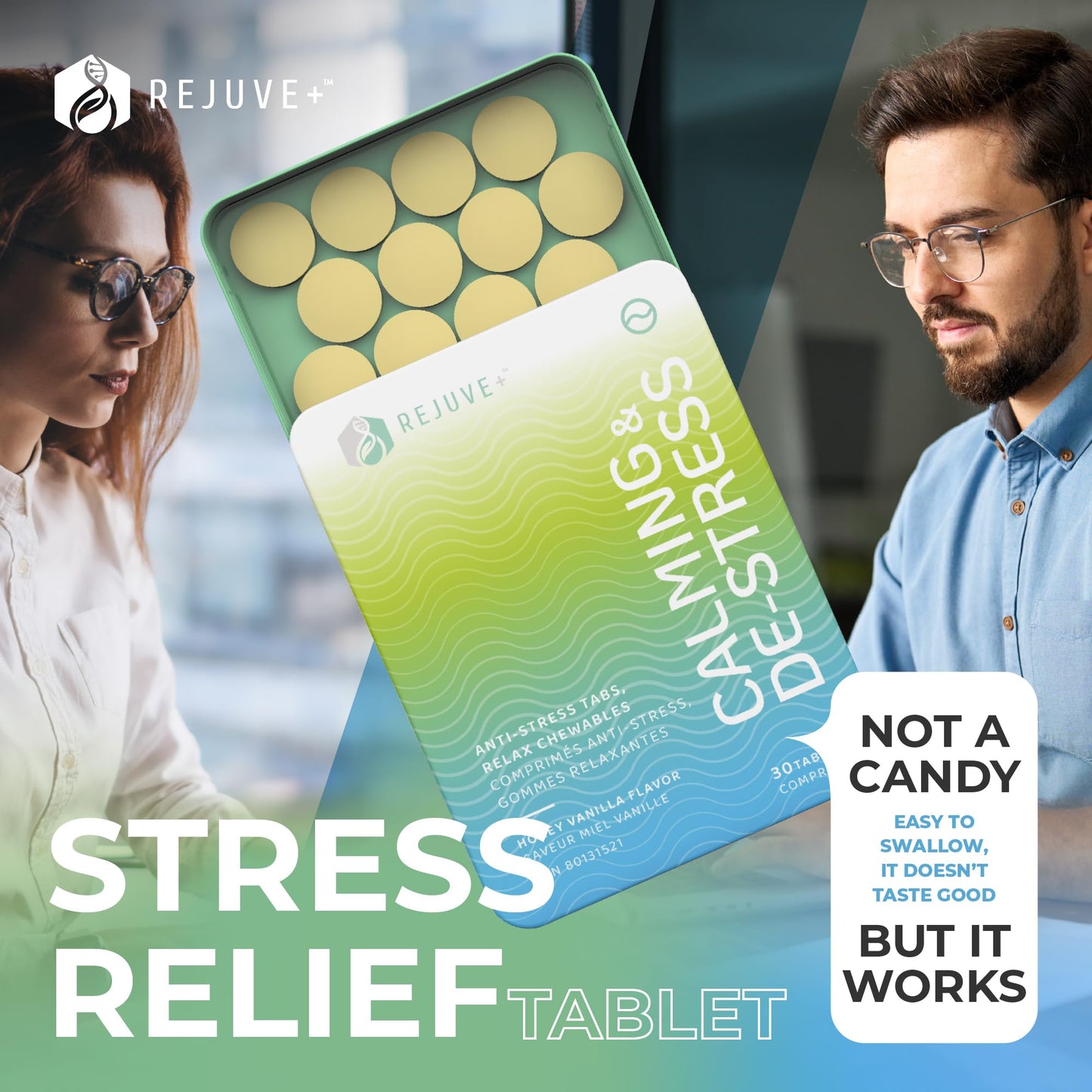 REJUVE+ Calm & Destress Nootropic Supplement – Brain Boost | L-Theanine, GABA, Ashwagandha, Vitamin D | Natural Stress Relief & Relaxation | Sleep Enhancer | Mood Enhancer | Honey Vanilla Flavor (1) REJUVE+Buy Supplements Australia