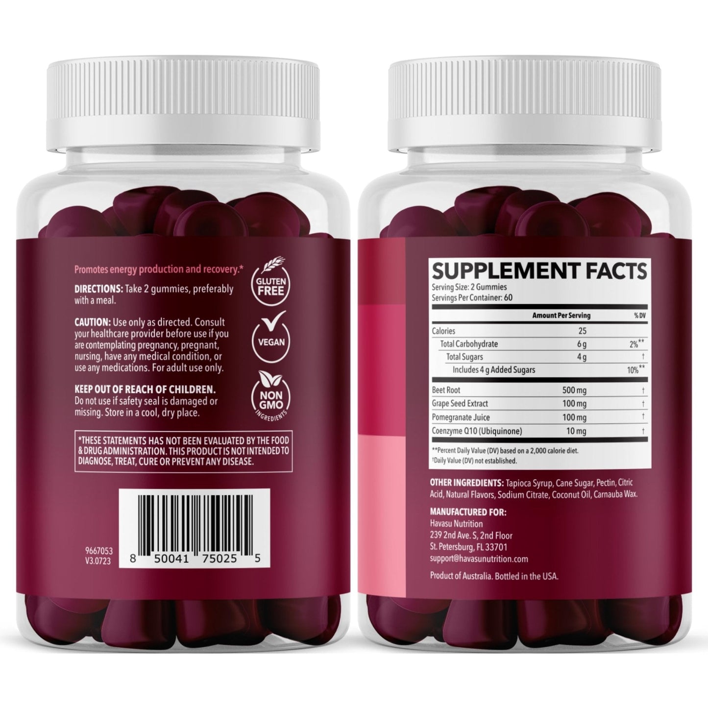 Beet Root Gummies with COQ10 & Pomegranate - Nitric Oxide Supplement for Men and Women - Beetroot for Endurance, Performance, Recovery - Vegan, Non-GMO, Gluten Free - Maple Wellness Supplements