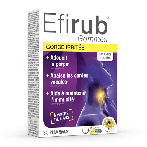 Buy Efirub sore throat 24 lemon-menthol gummies - OmniHealthRx Usa supplements