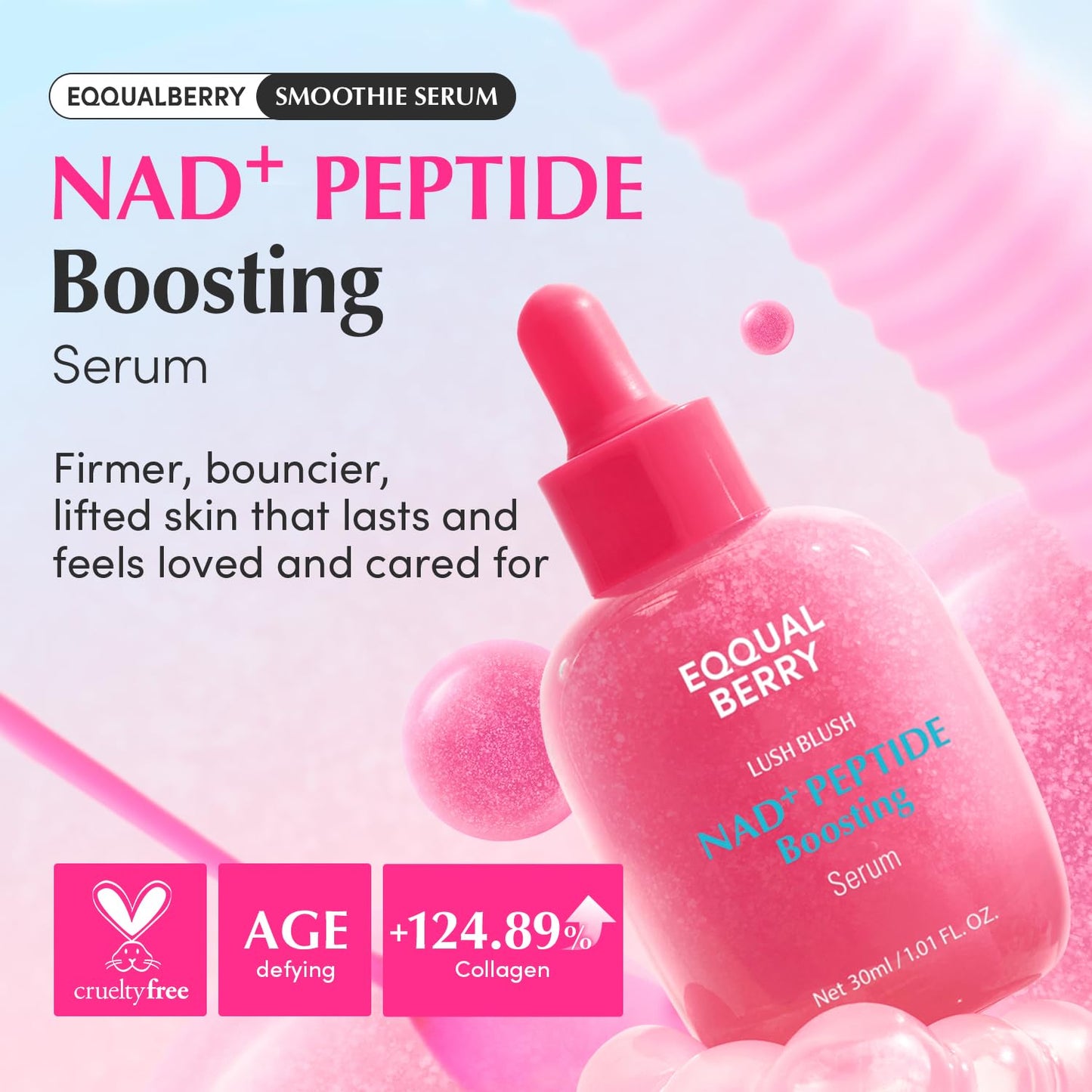 EQQUALBERRY NAD+ Peptide Boosting Serum – Niacinamide 2% + 14 Peptides + Vegan Collagen Anti-Aging Korean Skincare Face - Maple Wellness Supplements