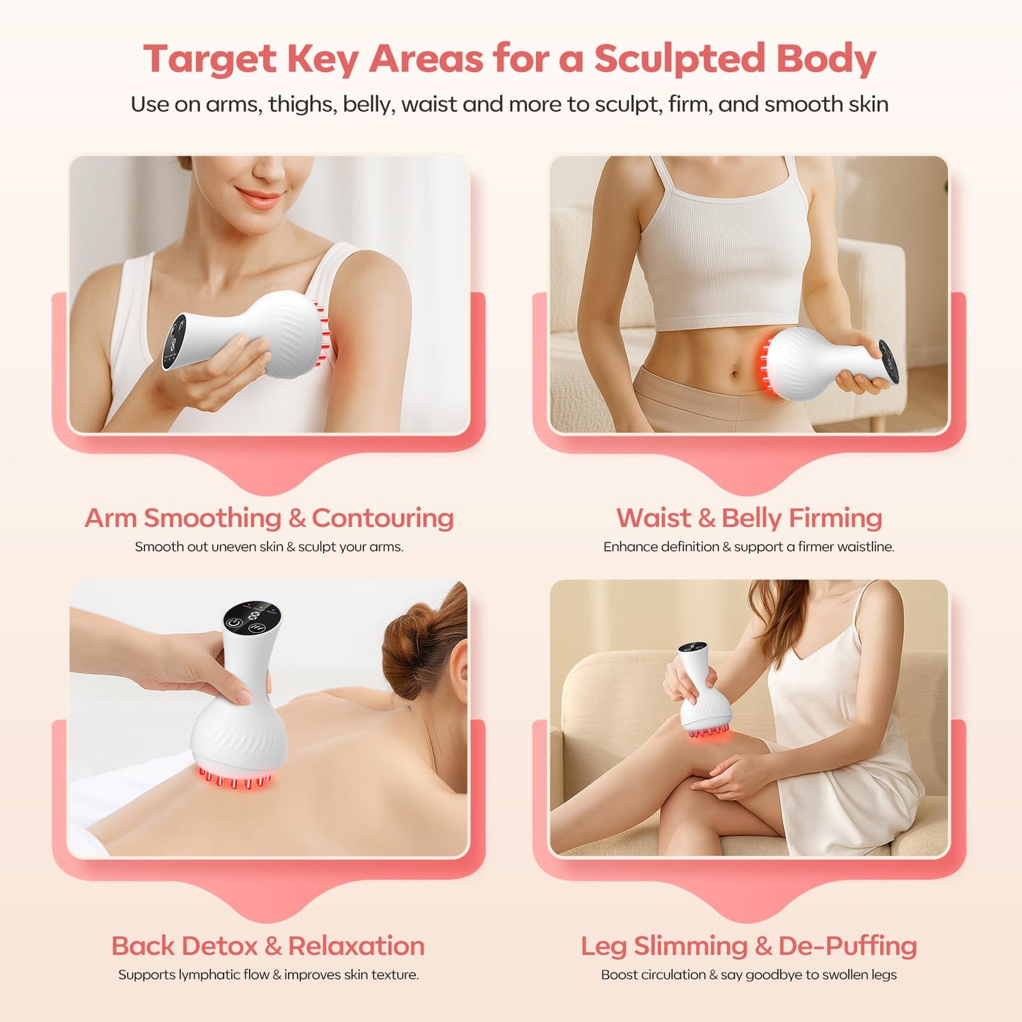 HarrFlow Lymphatic Drainage Massager & Anti Cellulite Massage Tool, Lymphatic Massager,Helps Reduce Stretch Marks & Cellulite,for Belly, Arms & Legs,Body Sculpting Machine with Heat & Vibration - Maple Wellness Supplements