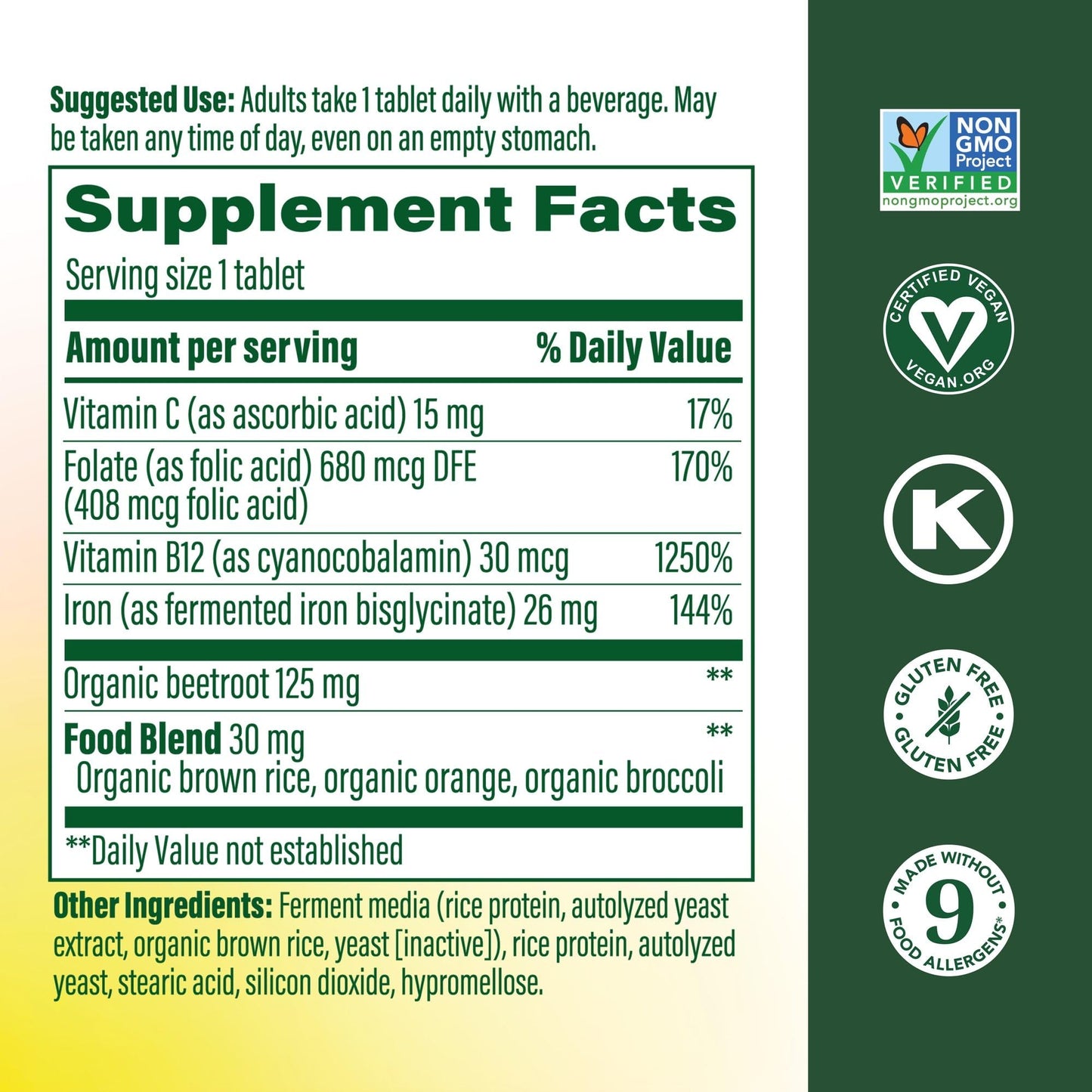 MegaFood Blood Builder Iron Supplement for Women & Men - Increase Iron Levels Without Side Effects - Combats Fatigue - with Vitamin B12, Folic Acid - Maple Wellness Supplements