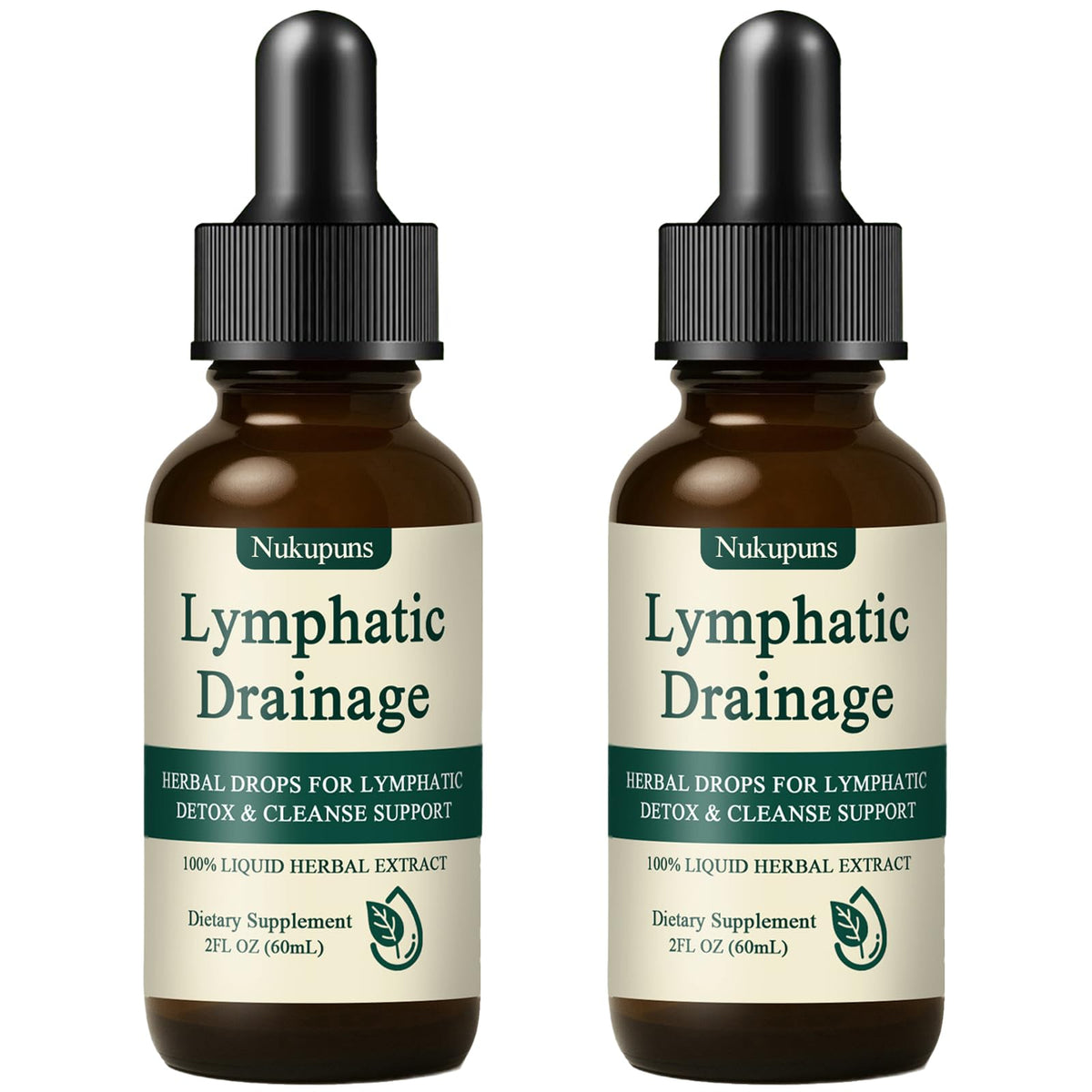 Nukupuns Lymphatic Drainage Drops, Lymphatic Drainage Supplements, Herbal Blend-Lymph System Support, Lymphatic Drainage, Vegan & Non-GMO (2pcs) - Maple Wellness Supplements