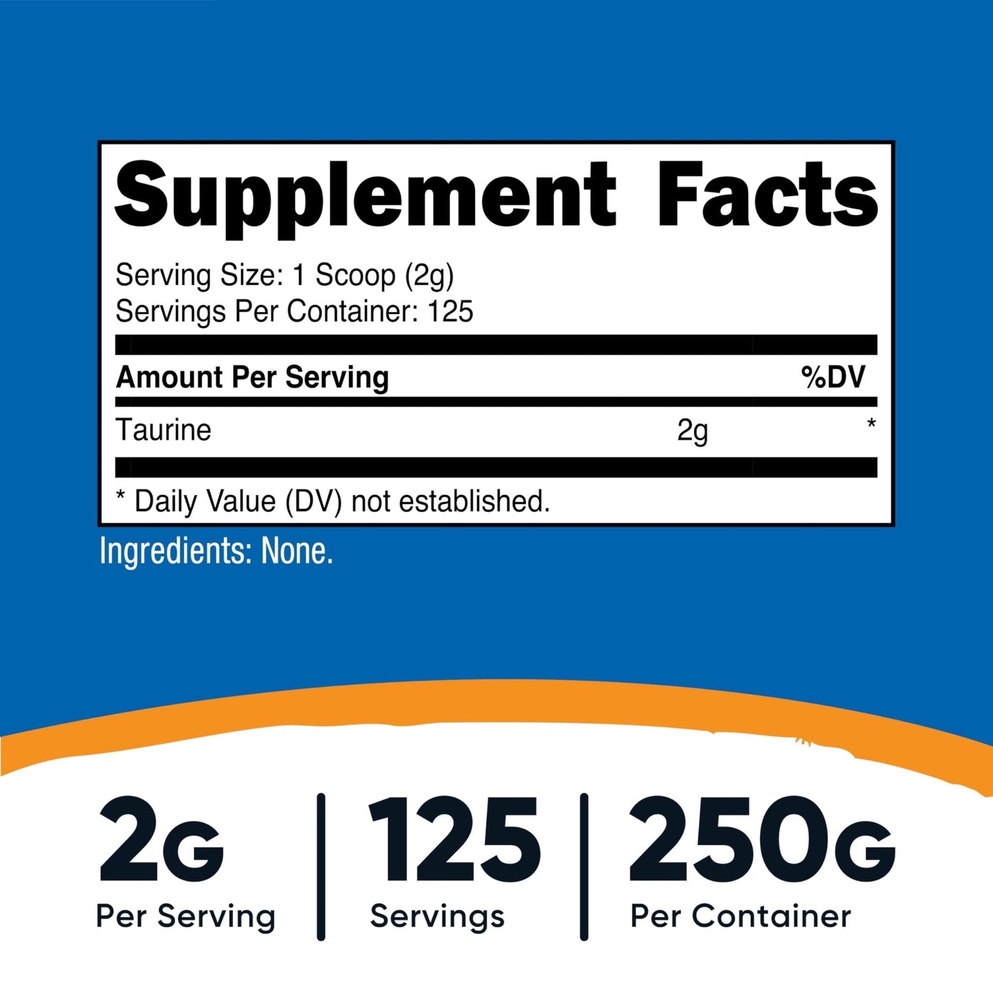 Nutricost Taurine Powder 250 Grams - 125 Servings, 2000mg Per Serving - Maple Wellness Supplements