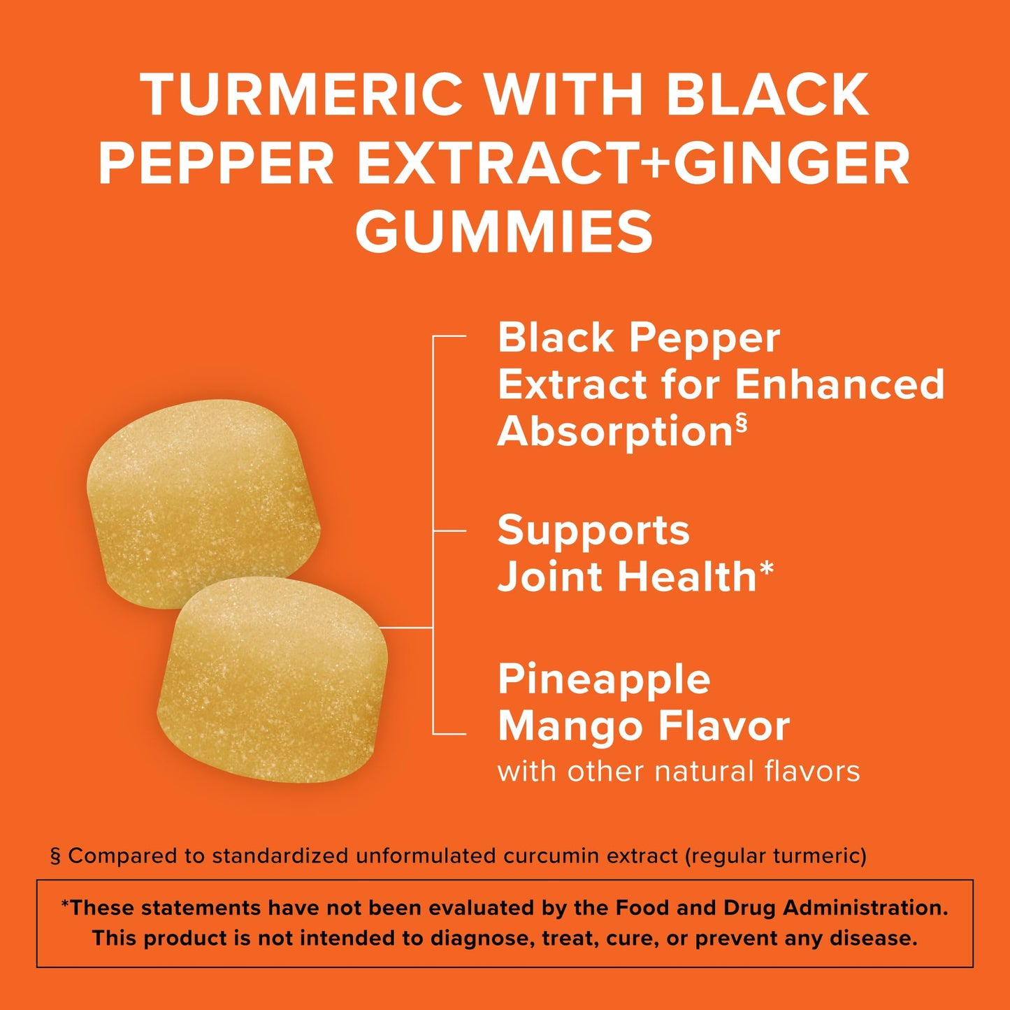 Qunol Turmeric and Ginger with Black Pepper Gummies, Turmeric Curcumin Supplement, Joint Health Support Gummy, 90ct Gummies - Maple Wellness Supplements