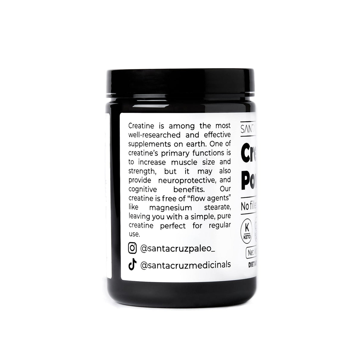 Santa Cruz Paleo, Creatine Monohydrate Powder Micronized, Unflavored Pre Workout and Muscle Support Supplement, Gluten Free Keto, Mix with Water or Shakes - Maple Wellness Supplements