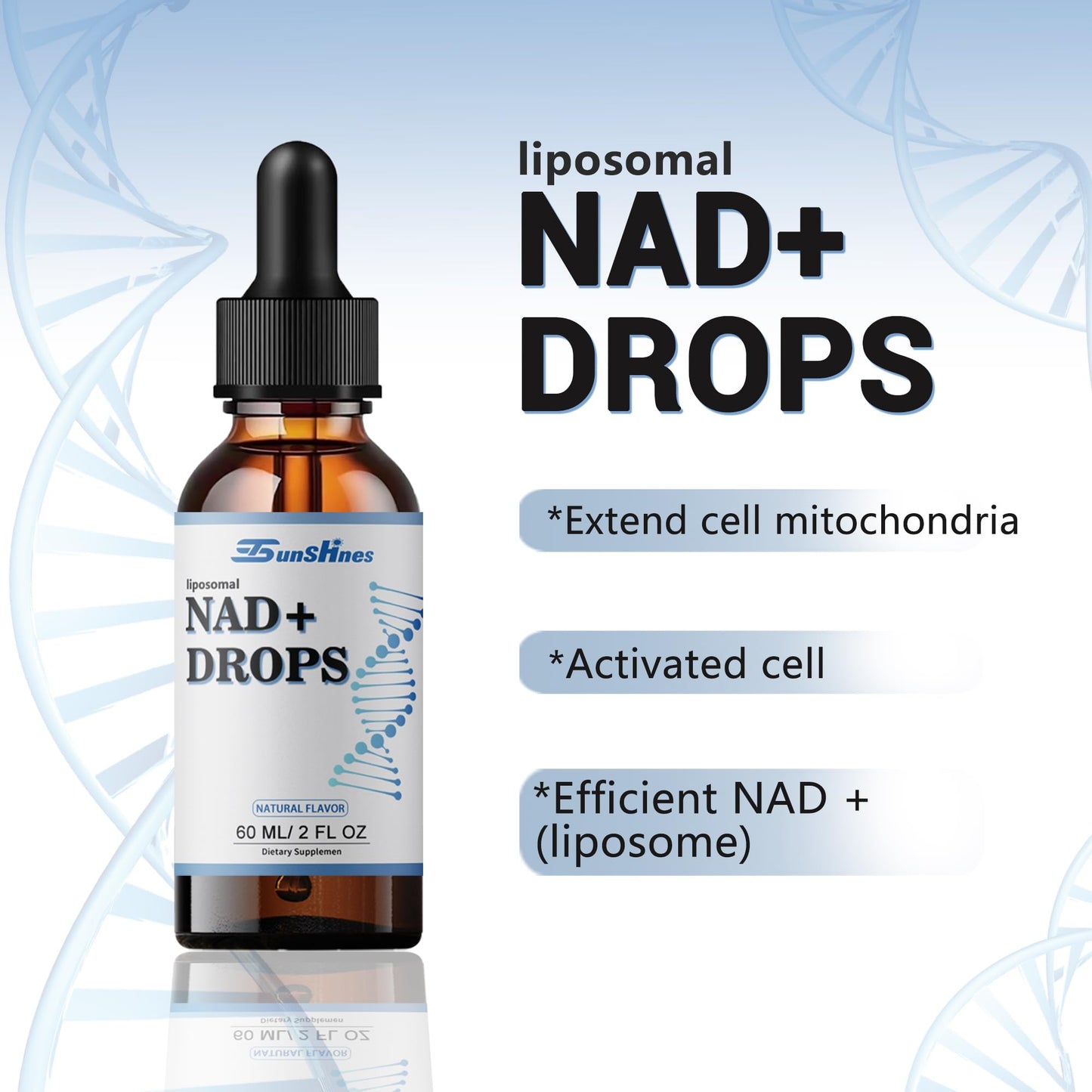 tsunshnes Liposomal NAD+800mg, NAD+ Supplement Drops - NMN or Nicotinamide Riboside Alternative, Healthy Aging Energy Metabolism and Vitality, NAD Liquid Supplement for Maximum Absorption - Maple Wellness Supplements