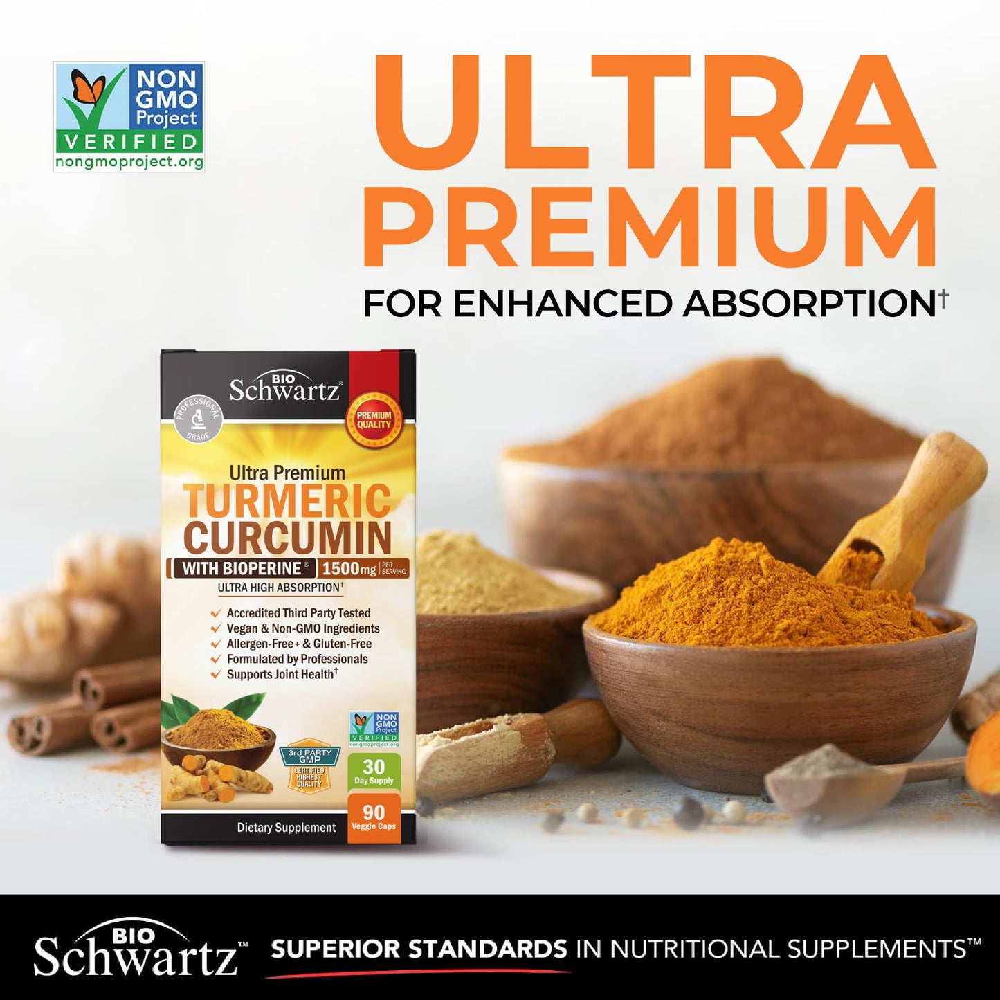 Turmeric Curcumin with Black Pepper Extract 1500mg - High Absorption Ultra Potent Turmeric Supplement with 95% Curcuminoids and BioPerine - Maple Wellness Supplements