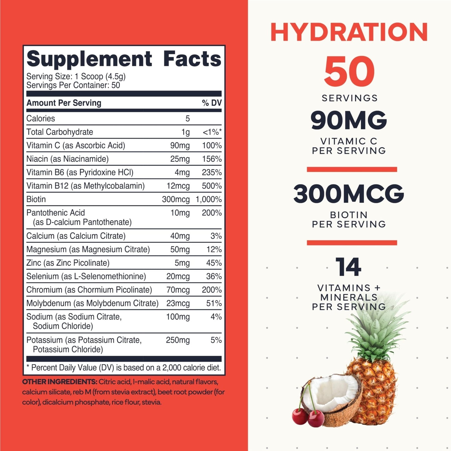 Type Zero Clean Electrolytes Hydration Powder Drink Mix + 14 Essential Vitamins & Minerals - Sugar Free, Zero Artificial Ingredients - Fruit Punch, 50 Servings - Maple Wellness Supplements