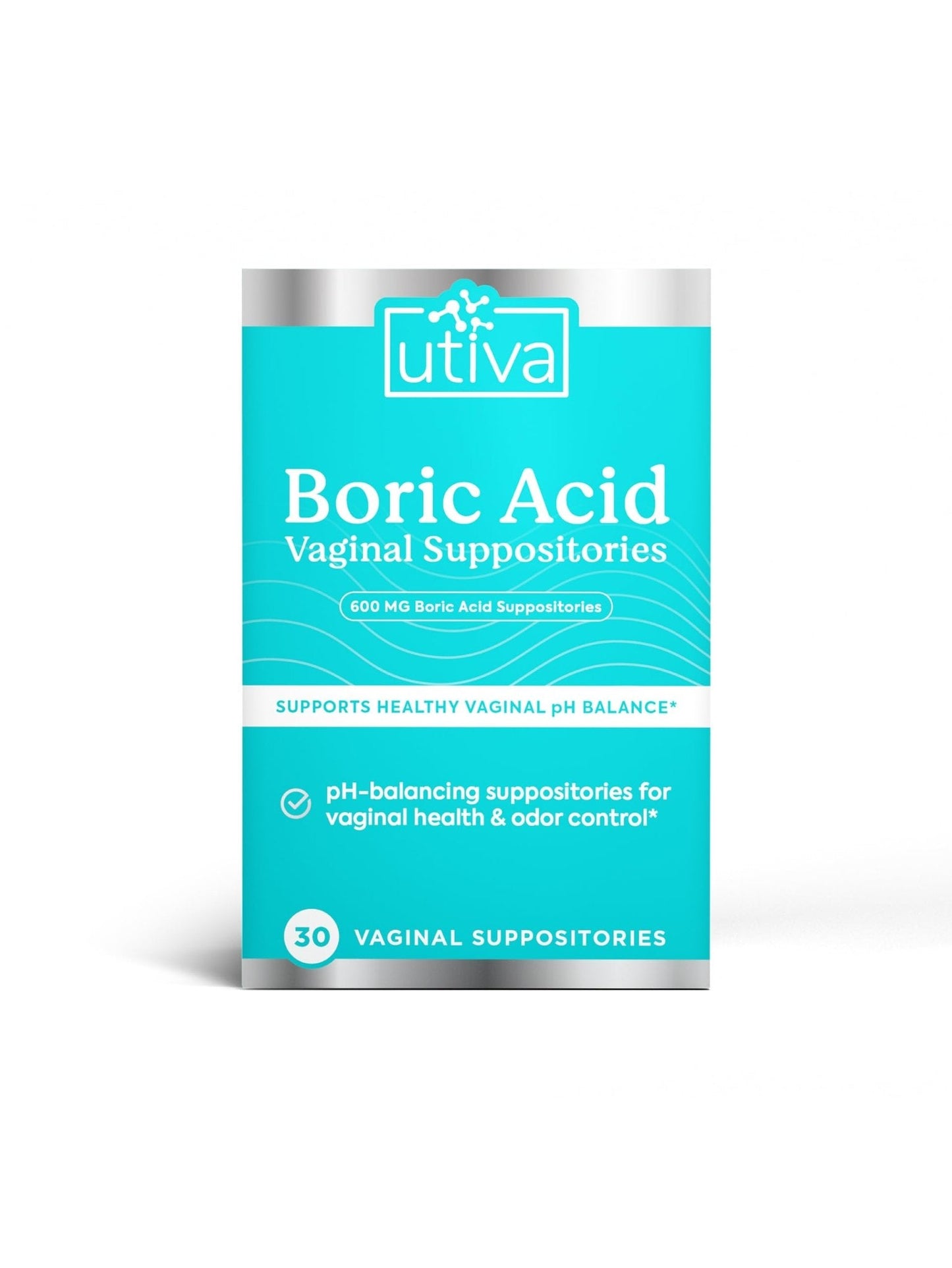 10% Bundle Utiva Boric Acid - 600mg 30-Boric Acid Vaginal Suppositories to Lower pH and Support Vaginal Health + Utiva Suppository Applicators – Hygienic Individually Wrapped 15 Vaginal Applicators - Maple Wellness Supplements