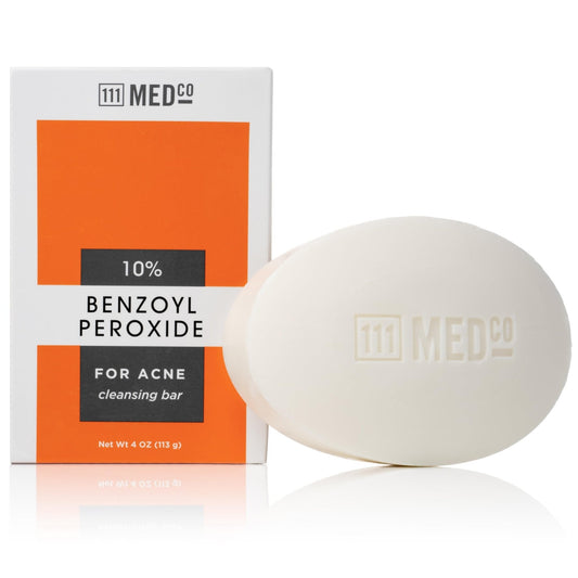 111MedCo 10% Benzoyl Peroxide Acne Treatment Cleansing Bar, Maximum Strength Medicated Face & Body Soap‑Free Bar - Maple Wellness Supplements
