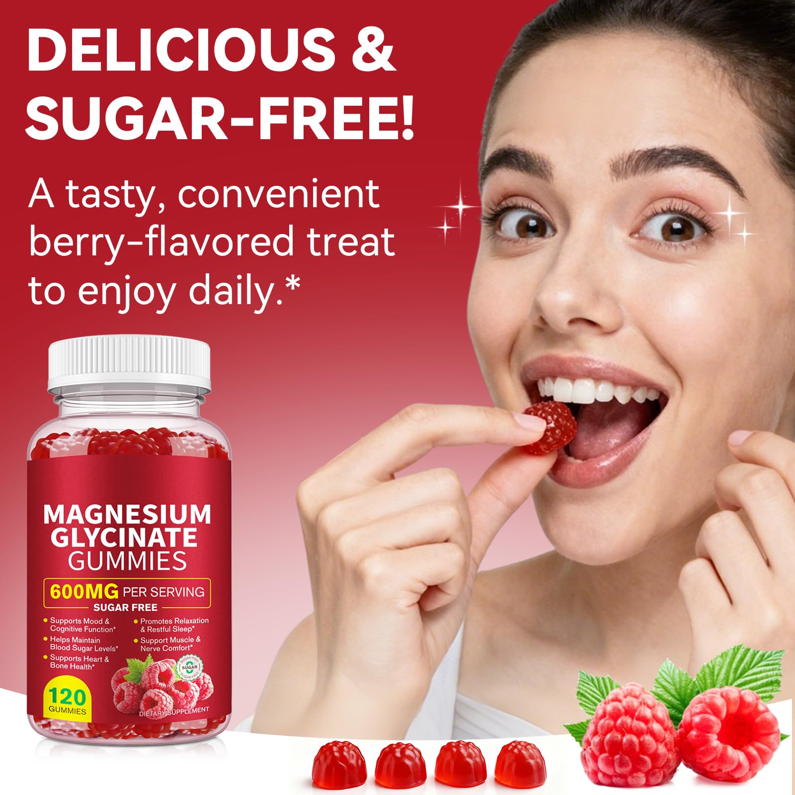120 Count Magnesium Glycinate Gummies 600mg for Adults, Supports Relaxation, Magnesium Glycinate Chewable, - Maple Wellness Supplements