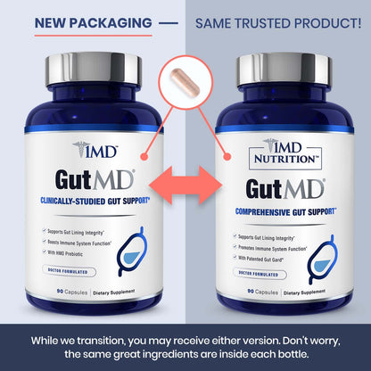 1MD Nutrition GutMD - L-Glutamine Capsules w/Prebiotic for Gut Health - L Glutamine Supplement - Supports Healthy Digestive - Maple Wellness Supplements