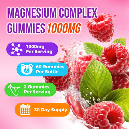 2 Pack Magnesium Complex Gummies – with 12 Forms of Magnesium Plus Vitamins B6, B12 & C. Vegan Strawberry Gummies to Support Mood, for Adults, 120 Count - Maple Wellness Supplements