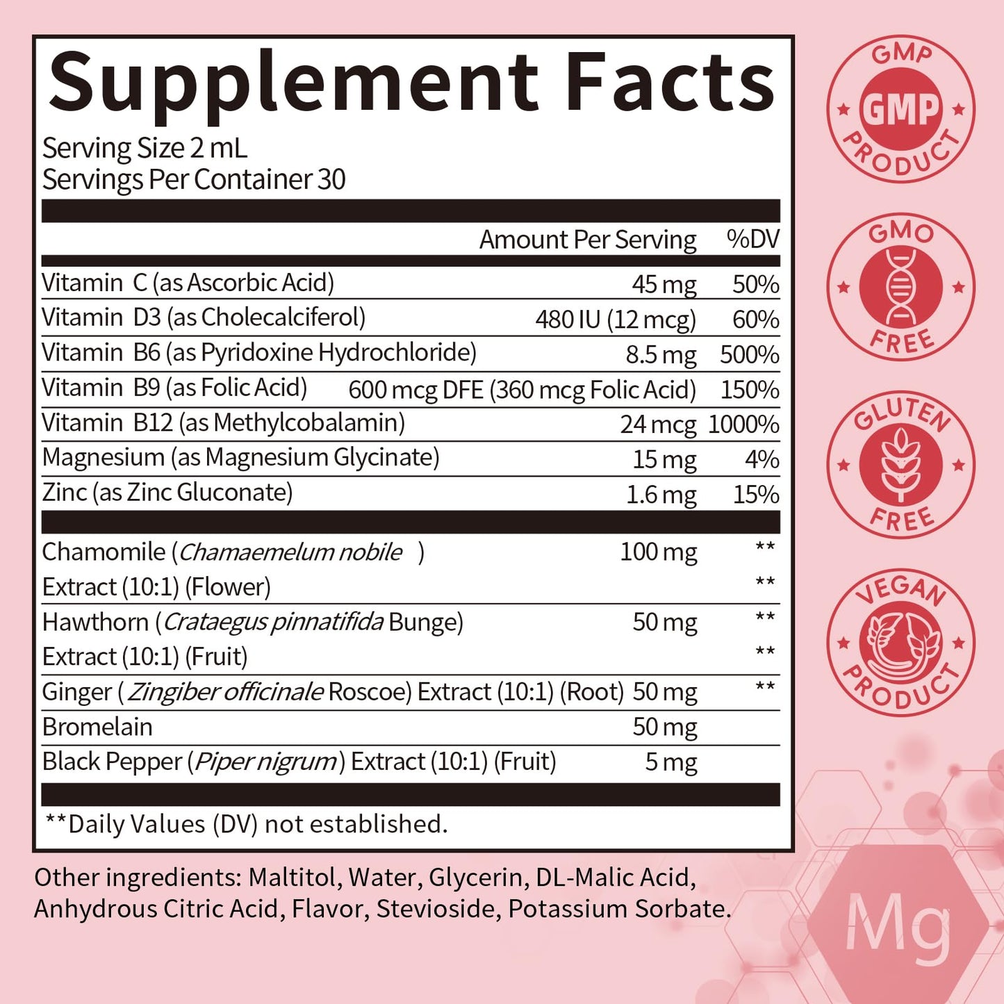 (2 Pack) Magnesium Glycinate Liquid with Chamomile, Hawthorn & Ginger for Stress Relief and Digestive Comfort, Fast Absorption, Non-GMO, Vegan Formula, Sugar Free, Strawberry Flavor, 4 Fl OZ - Maple Wellness Supplements