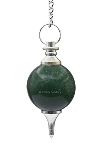 Green Aventurine Crystal Ball Pendulum for Divination - Dowsing Pendulum Necklace with Chain