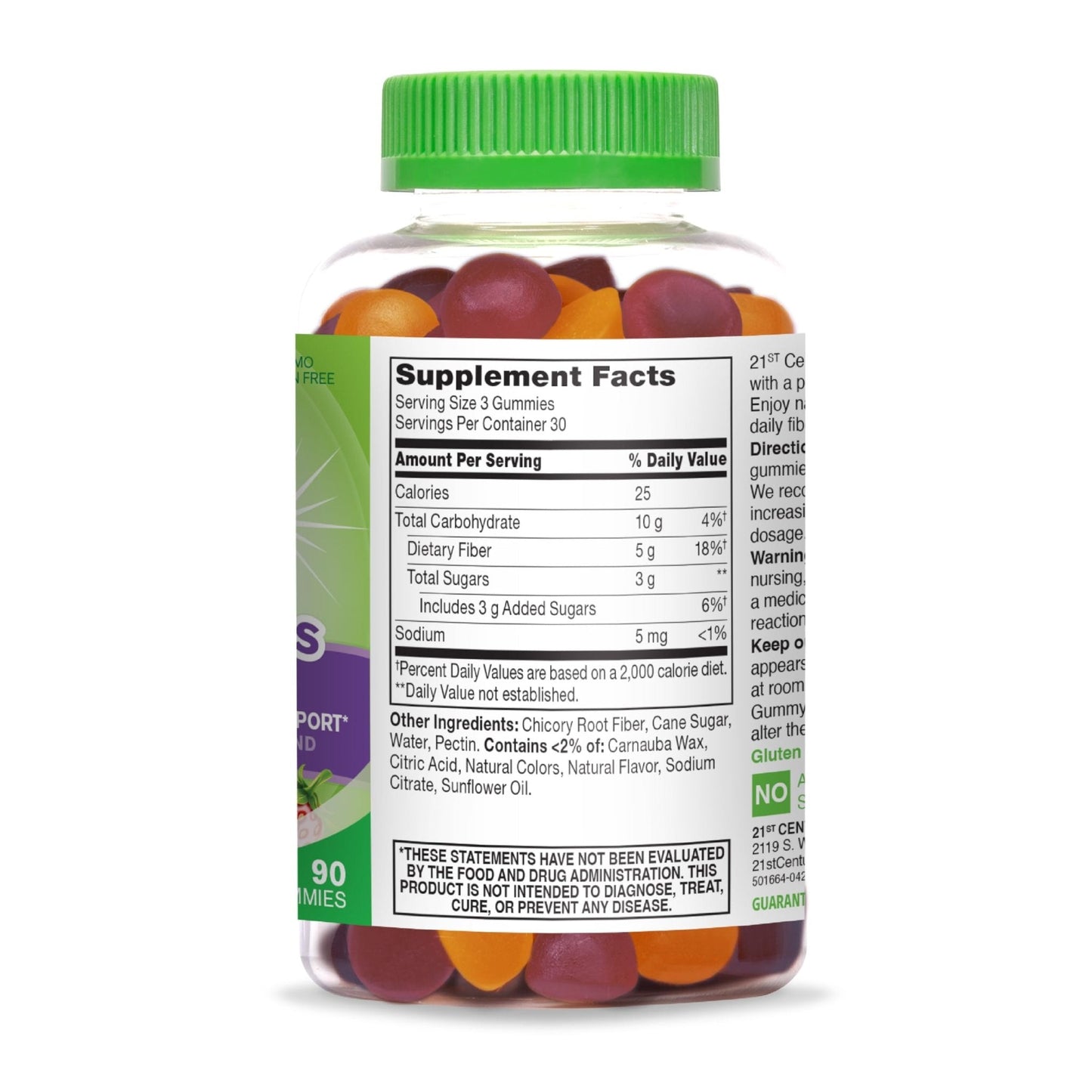 21st Century VitaJoy Fiber Gummies (Fruit Flavored, 90 Count), 5 g Fiber Per Serving for Digestive Support, Pectin-Based Prebiotic Gummies, Non-GMO, Vegan, Gluten Free, - Maple Wellness Supplements