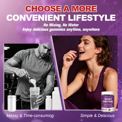 3 in 1 Whey Protein Gummies | Creatine Monohydrate | Collagen, 0 Sugar, Pure Protein Source, Muscle & Energy Support, Berry Flavor, for Women and Men - Maple Wellness Supplements
