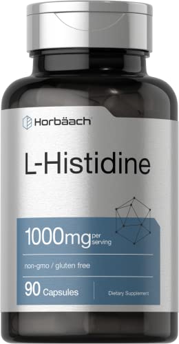 Horbaach L-Histidine 1000mg 90 Capsules | Non-GMO and Gluten Free | Pharmaceutical 