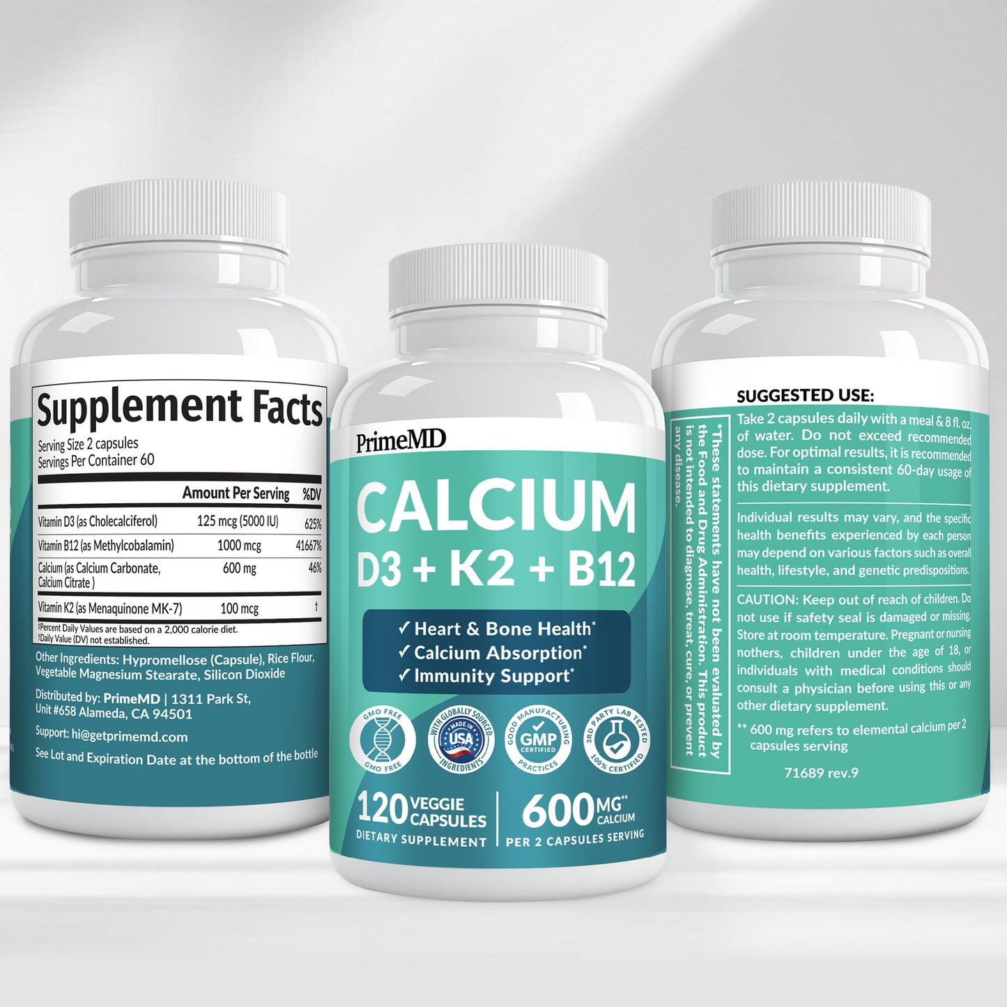 4-in-1 Calcium Supplements for Women & Men - Calcium Citrate with D3 K2 Vitamin 5000 IU - Calcium 600mg with Vitamin D3 K2 - Everyday Vitality Supplement - Maple Wellness Supplements