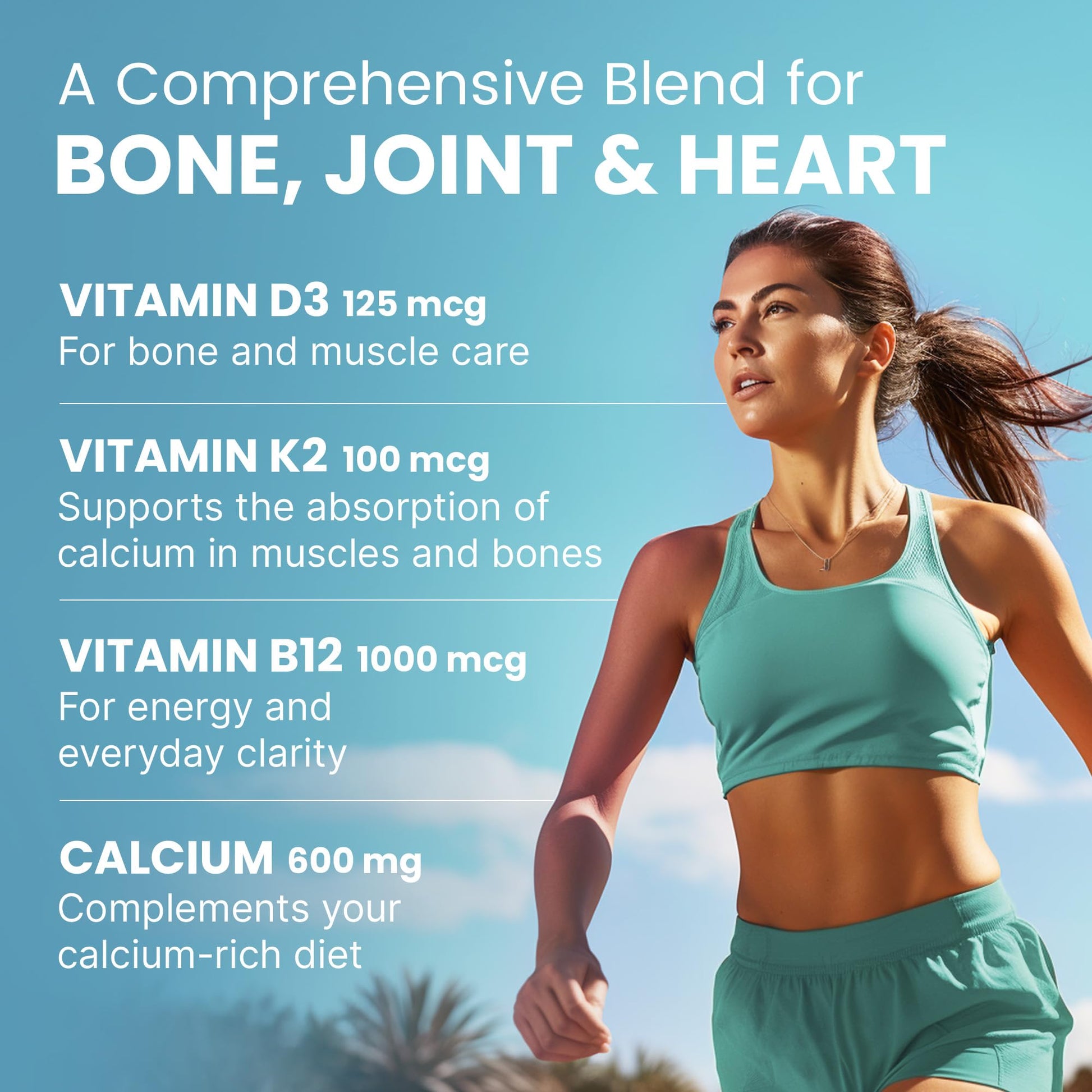 4-in-1 Calcium Supplements for Women & Men - Calcium Citrate with D3 K2 Vitamin 5000 IU - Calcium 600mg with Vitamin D3 K2 - Everyday Vitality Supplement - Maple Wellness Supplements