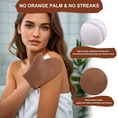 4 in 1 Luxury Velvet Tanning Mitt Self Tanning Mitt Applicator Self Tanner Brush Self Tanner Back Applicator - Maple Wellness Supplements