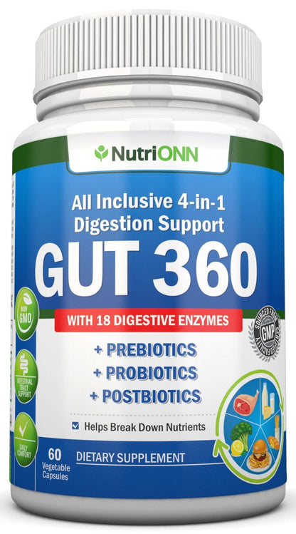 4-in-1 Probiotics, Prebiotics & Postbiotics with 18 Digestive Enzymes for Women & Men - Complete Gut & Digestive Support Supplement - Maple Wellness Supplements