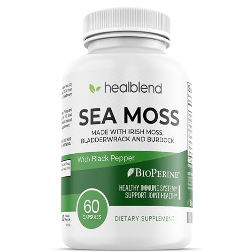 healblend Organic Irish Moss, Bladderwrack, Burdock, & BioPerine - 1405mg with Black Pepper