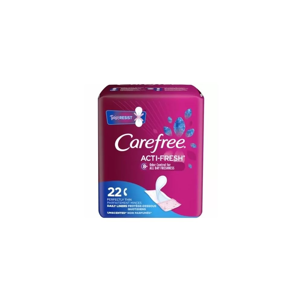 Carefree Acti-Fresh Body Shape Pantiliners Thin Unscented - 22 Liners, Pack of 2