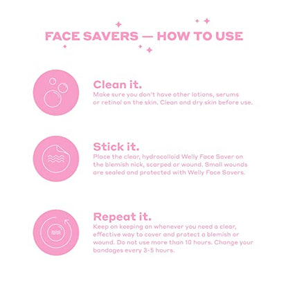 Welly Bandages - Face Savers, Hydrocolloid Acne Blemish Patch, Adhesive, Small Spot Shape WellyBuy Supplements Australia