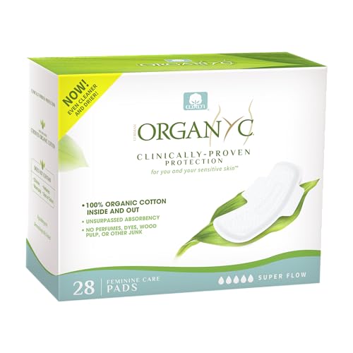 Organyc New and Improved 100% Certified Organic Cotton Overnight Feminine Pads