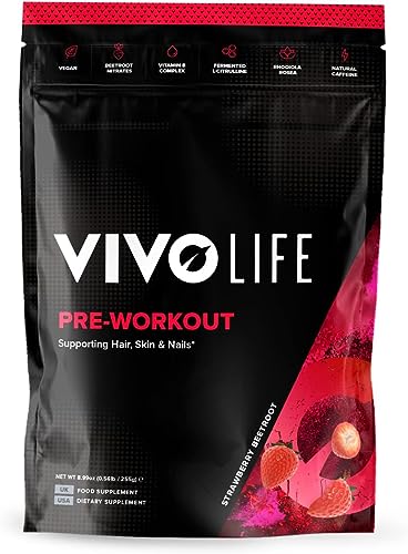 Vivo life - Pre-Workout Energy Drink Supplement, Improve Performance, Guarana Natural