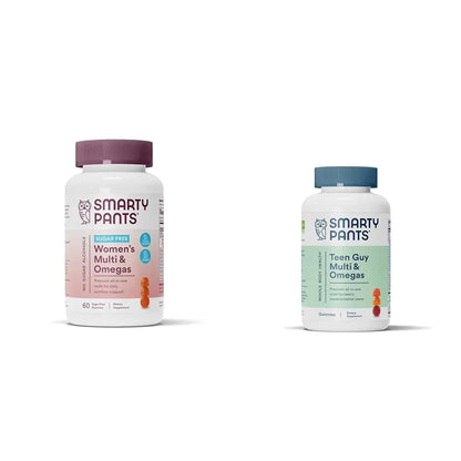 SmartyPants Women's Multivitamin Gummies, Sugar Free: Biotin, Methylfolate, Omega 3 (ALA), Vitamin D & Teen Guy Multivitamin Gummies: Omega 3 Fish Oil (EPA/DHA), Vitamin D3, C, Vitamin B12, B6 SmartyPantsBuy Supplements Australia