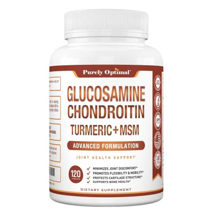 Purely Optimal Premium Glucosamine Chondroitin MSM Supplement Tablets w/Turmeric Purely OptimalBuy Supplements Australia