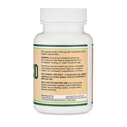Boric Acid Vaginal Suppositories (600mg, 60 Count) Supports Vaginal pH Balance, Odor Control Double Wood SupplementsBuy Supplements Australia