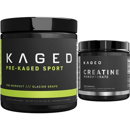 Kaged Pre Sport & Creatine Monohydrate Bundle | Glacier Grape Pre + Unflavored Creatine