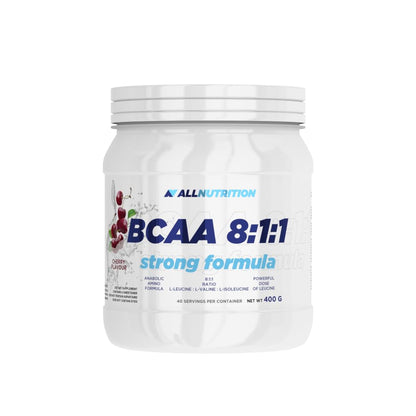 ALLNUTRITION BCAA 8:1:1 Strong Formula Branched Chain Amino Acids BCAA in Ratio of 8:1:1 - Comfortable Absorption Form - 2880 mg Leuzine per Serving - Promotes Regeneration - 400 g, Cherry