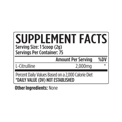 VMI Sports Citrulline Unflavored Powder Pure L-Citrulline | Promote Nitric Oxide Muscle Pumps | 2 g per Serving – 75 Servings