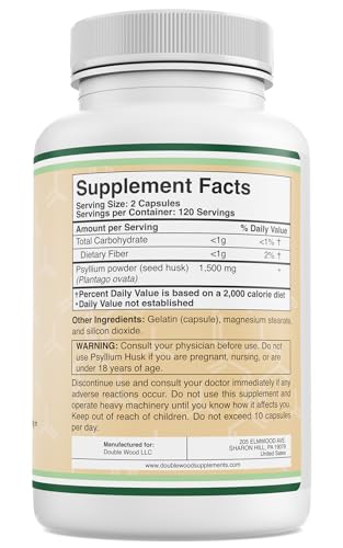 Double Wood Supplements Psyllium Husk Capsules Fiber Supplement Double Wood SupplementsBuy Supplements Australia