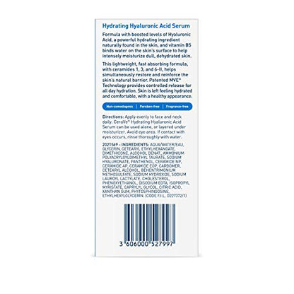 Cerave Hyaluronic Acid Serum for Face with Vitamin B5 and Ceramides CeraVeBuy Supplements Australia