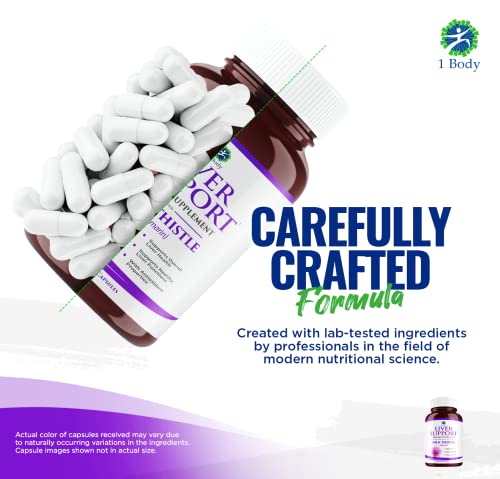 1 Body Liver Support: Twin Pack - 60 Capsules Each - Milk Thistle