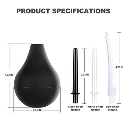 RANEU Enema Bulb Douche Enema Kit for Women & Men with 3 Nozzles (Black, 4 Piece Set) RANEUBuy Supplements Australia
